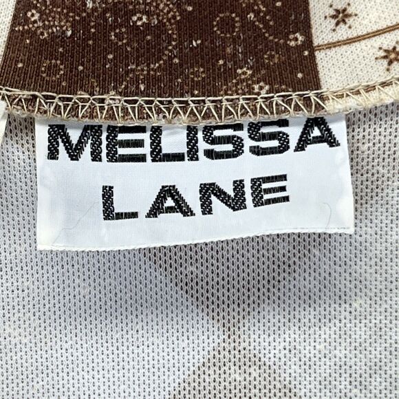 Melissa Lane Tan Patchwork One Piece Button Dress Vintage 70s Hippie Boho - Picture 16 of 16